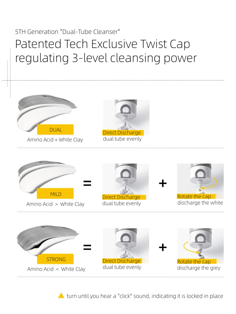 C+ Beauty Amino Acid White Clay Cleansing Double Tubes Cleanser 80g