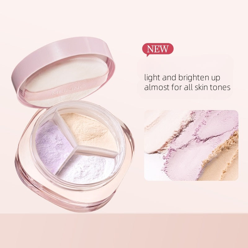 MEIKING Wild Rose Tricolor Blurring Setting Powder 7g