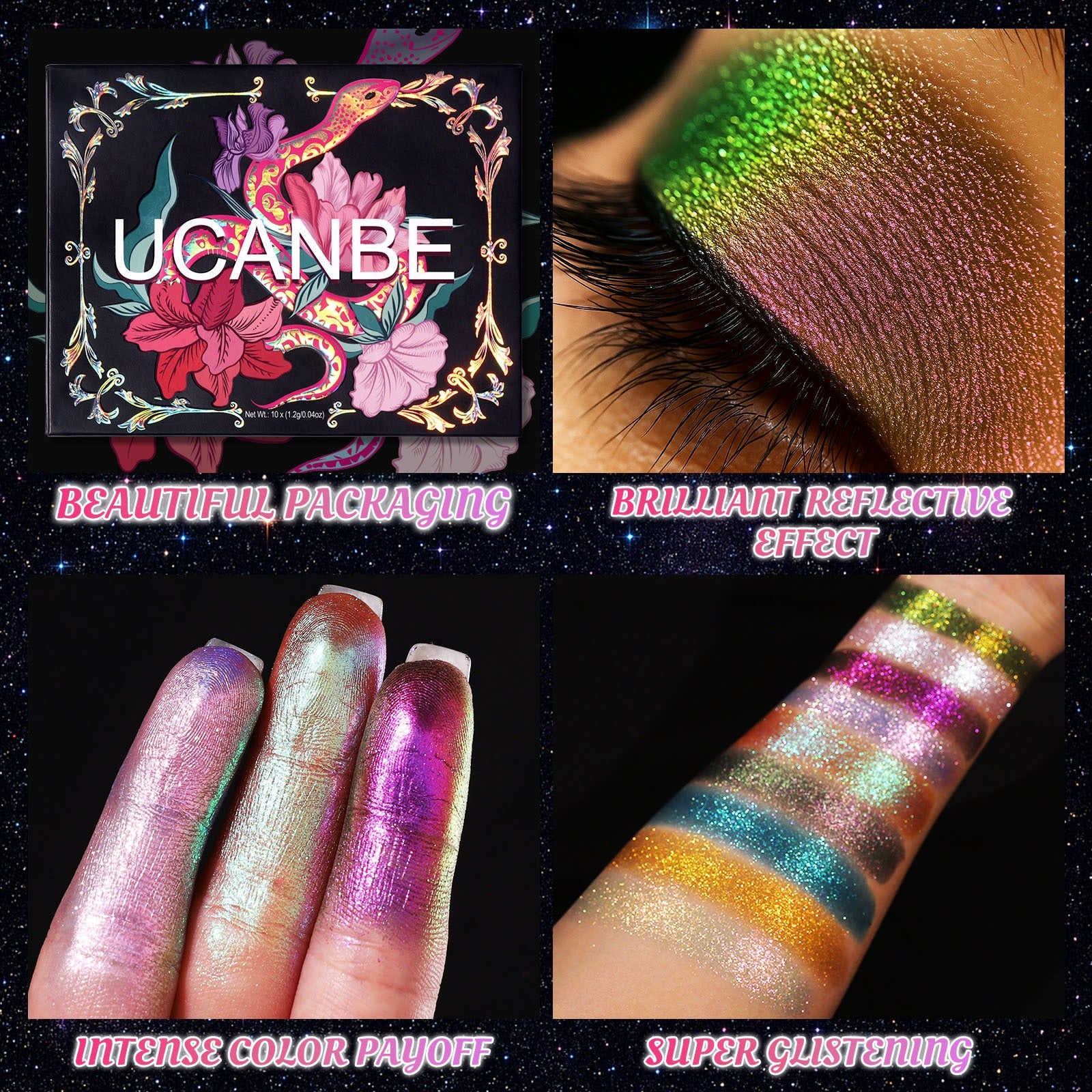 10 Colors Chameleon Eyeshadow Palette Solar Python 7g