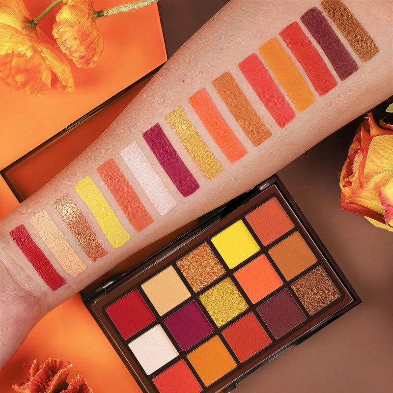 UCANBE 15 Colors Eyeshadow Palette Sunset Orange 10.8g
