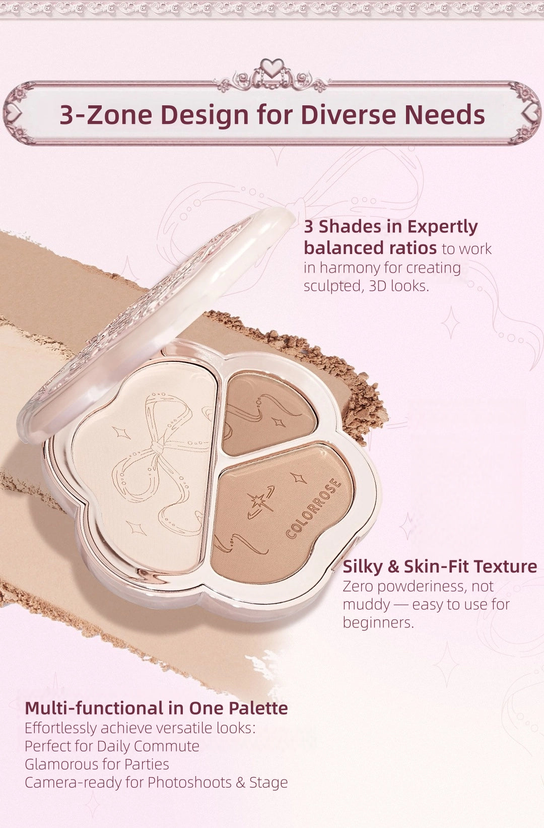 Colorrose - Lighting 3-Shade Contour Palette 9g