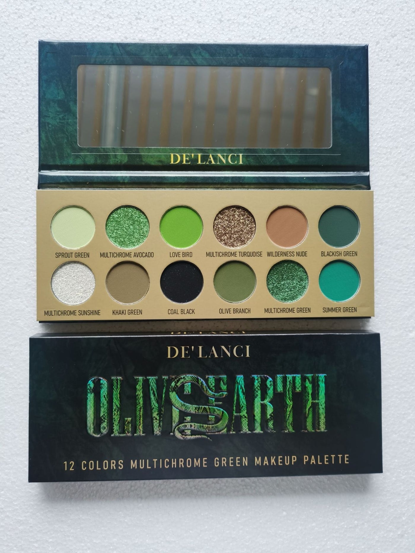 De'Lanci - Olive Earth 12 Colors Multichrome Green Makeup Palette 18.8g