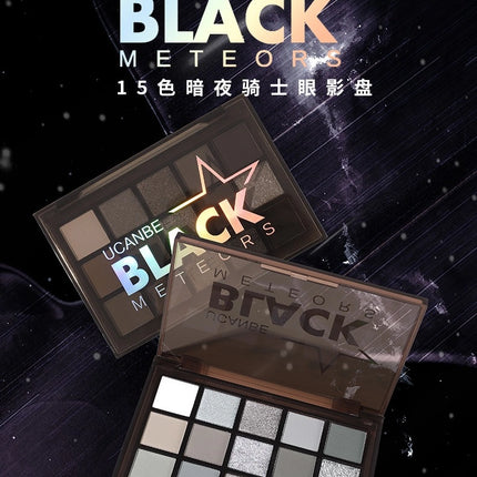 UCANBE - 15 Colors Eyeshadow Palette Black Meteors 10.8g