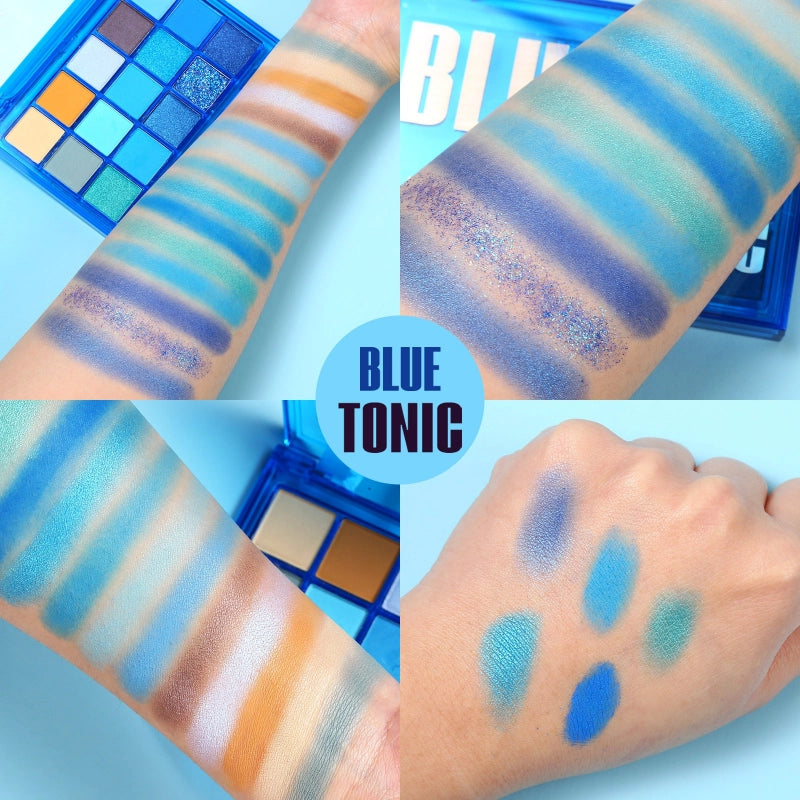 UCANBE 15 Colors Eyeshadow Palette Blue Tonic 10.8g