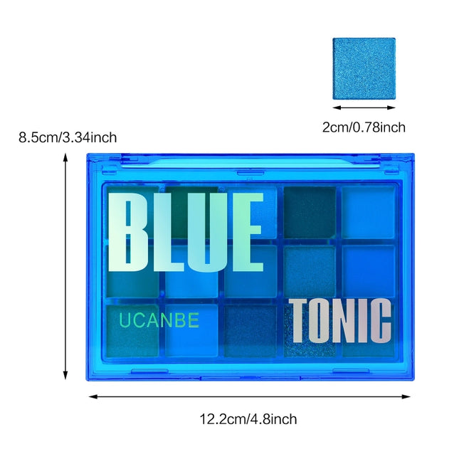 UCANBE - 15 Colors Eyeshadow Palette Blue Tonic 10.8g