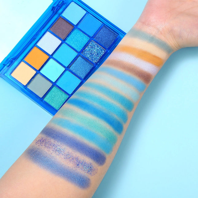 UCANBE - 15 Colors Eyeshadow Palette Blue Tonic 10.8g