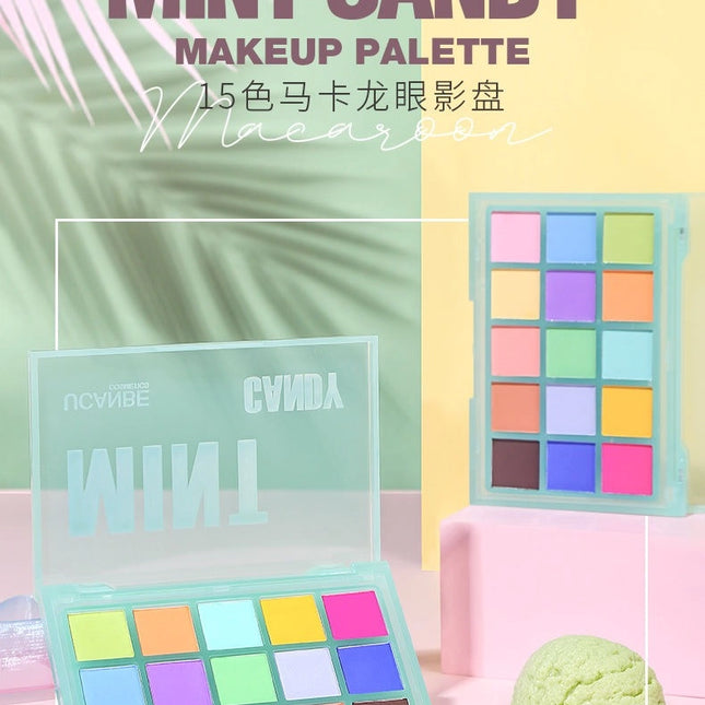 UCANBE - 15 Colors Eyeshadow Palette Mint Candy 10.8g