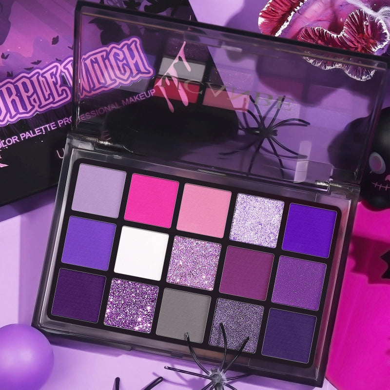 UCANBE 15 Colors Eyeshadow Palette Purple Witch 10.8g