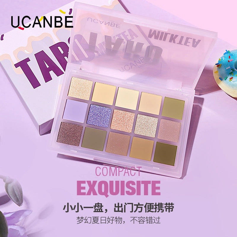 UCANBE 15 Colors Eyeshadow Palette Taro Milktea 10.8g