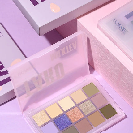 UCANBE - 15 Colors Eyeshadow Palette Taro Milktea 10.8g
