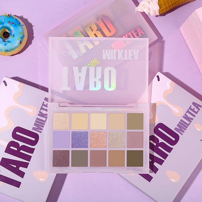 UCANBE - 15 Colors Eyeshadow Palette Taro Milktea 10.8g