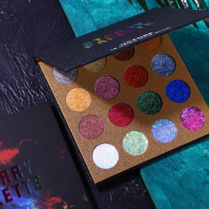 UCANBE 16 Colors Glitter Eyeshadow Starry Palette 16*1.5g