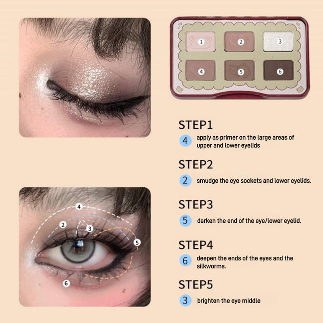 YIGUDIGU - Candy Box Postcard 6 Colors Eyeshadow Palette 6.5g